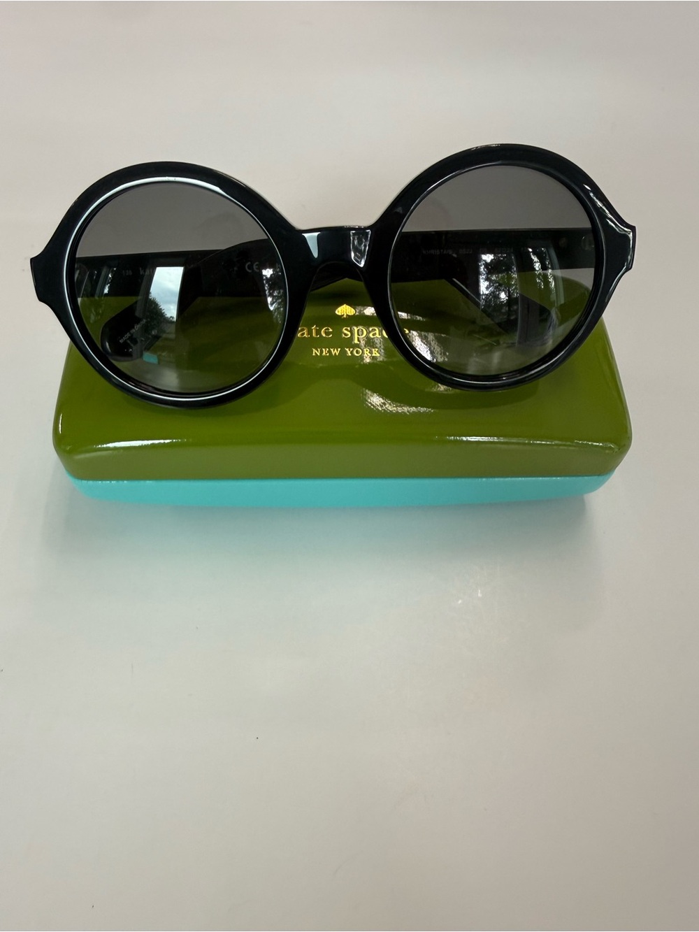 Kate Spade Khrista Round Sunglasses Black Bold Circular Frames Case & Cloth New
